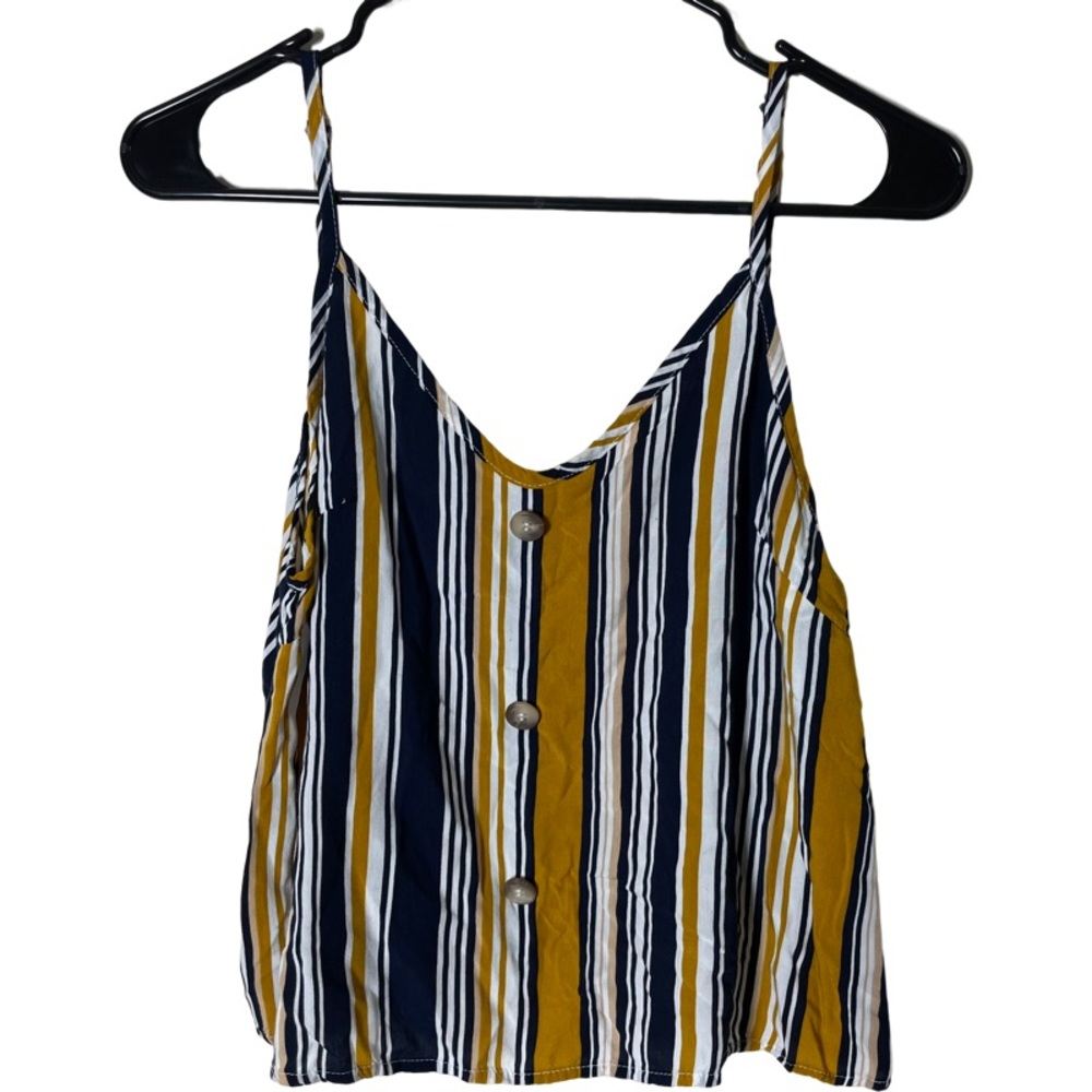 Tan and black Striped Crop Tank Top
